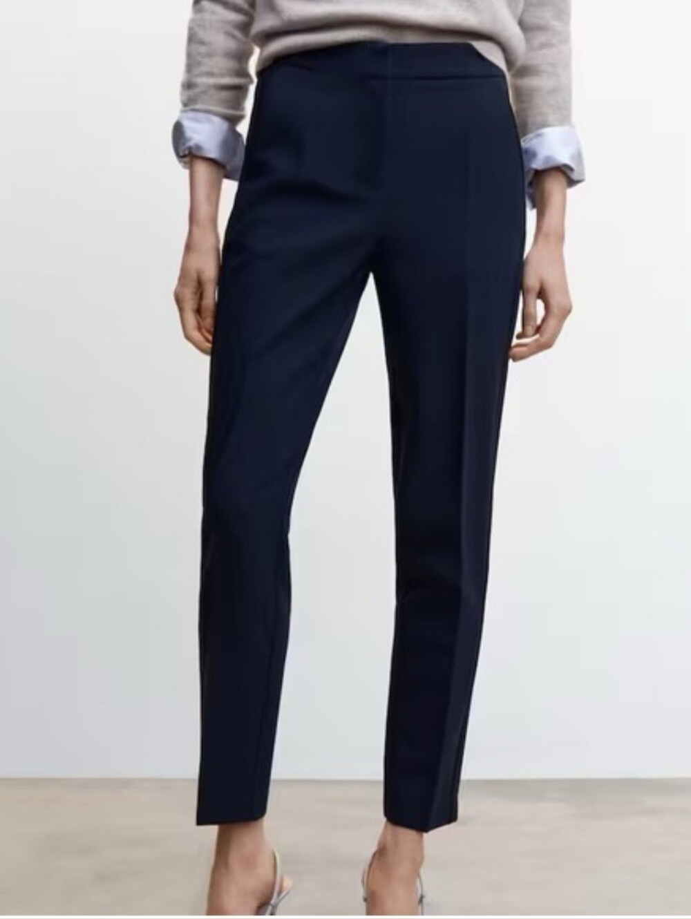 Mango Navy Blue Pinstripe Pants Trousers Size 4 Small